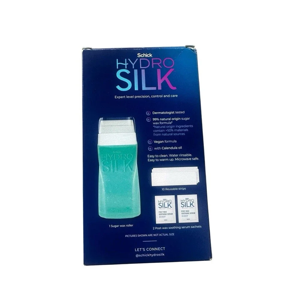 NEW Schick Hydro Silk Sugar Wax Hair Removal Roller With 10 Strips 2 Serums